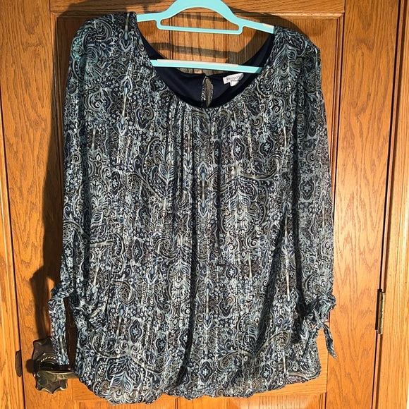 Westport Tops - Sheer fabric overlay on lined bodice .